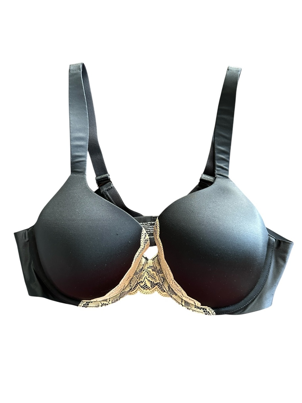 Soma Enhancing Shape Full Coverage Bra Black With Cream‎ Lace Trim Size 38C